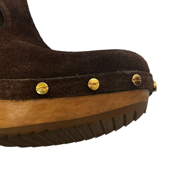 Tory Burch Ginevra Brown Suede Heeled Studded Ankle Boots Size 8M Clog - Picture 6 of 13